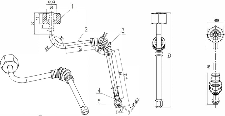 VIA CREMA RANCILIO STEAM WAND FITS SILVIA, GAGGIA (RANCILIO STEAM WAND)