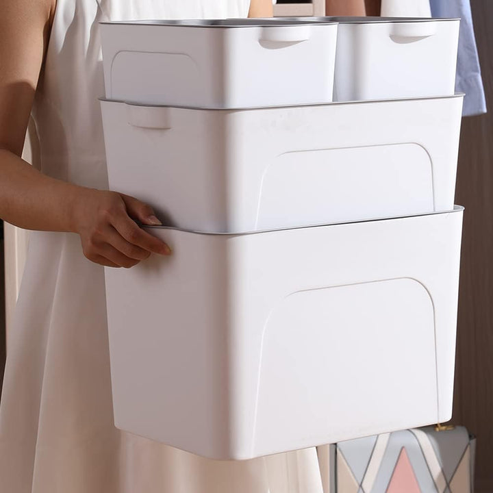 RMAN Aufbewahrungsbox mit Deckel 4er Set Ordnungsboxen Küchen Organizer Plastikbox mit Deckel 15L St