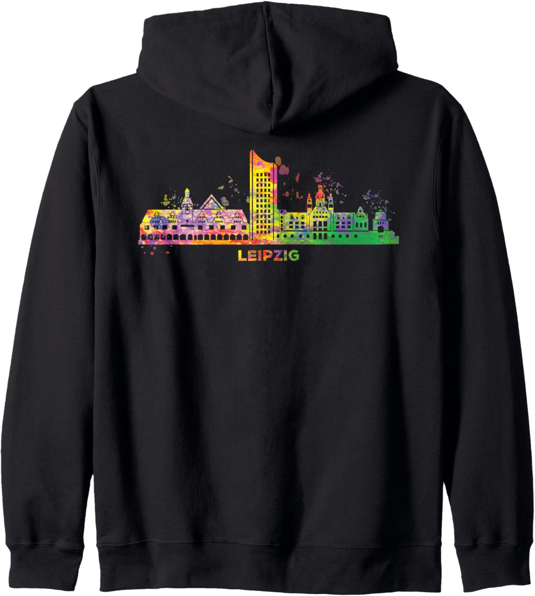 Leipziger Skyline Bunt Uniriese Stadtbild Leipzig Kapuzenjacke