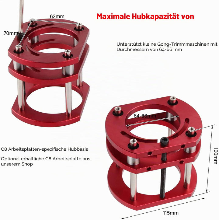 Frästisch Für Oberfräse, Oberfräsentisch Hebebasis Aus Edelstahl Mit 4 Backen Für Heimwerker-Holzbea