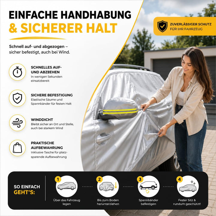 SUV Universale Autoschutzhülle: wasserdichte Autoplane für PKW/KFZ – Car Cover in Silber für umfasse