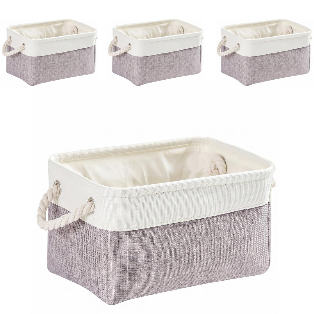 Mangata aufbewahrungskorb Stoff 4er Set, aufbewahrungsbox Schrank, Korb aufbewahrung Stoff mit Seil