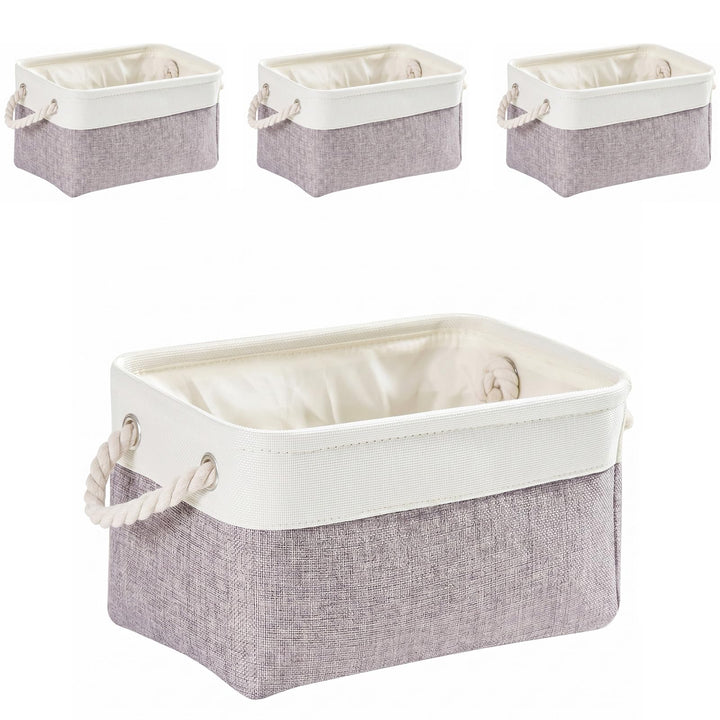 Mangata aufbewahrungskorb Stoff 4er Set, aufbewahrungsbox Schrank, Korb aufbewahrung Stoff mit Seil