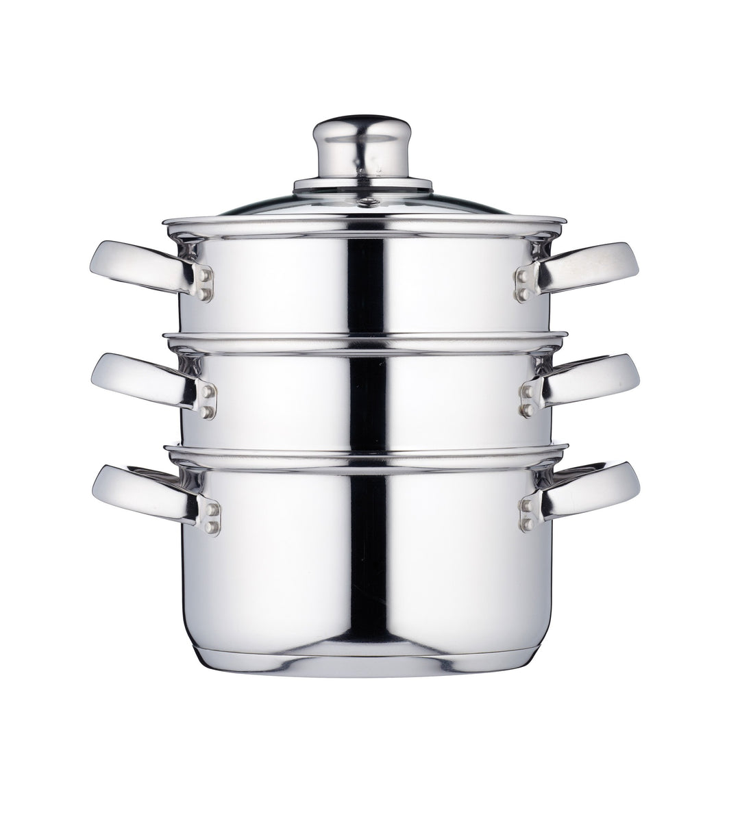 KitchenCraft Multifunktioneller Kochtopf Set, Dampfgarer/Suppentopf mit 3 Töpfen und Deckel, Indukti