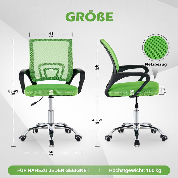 TUKAILAI Bürostuhl Ergonomisch, Schreibtischstuhl aus Netzstoff, Chefsessel mit Lendenwirbelstütze,