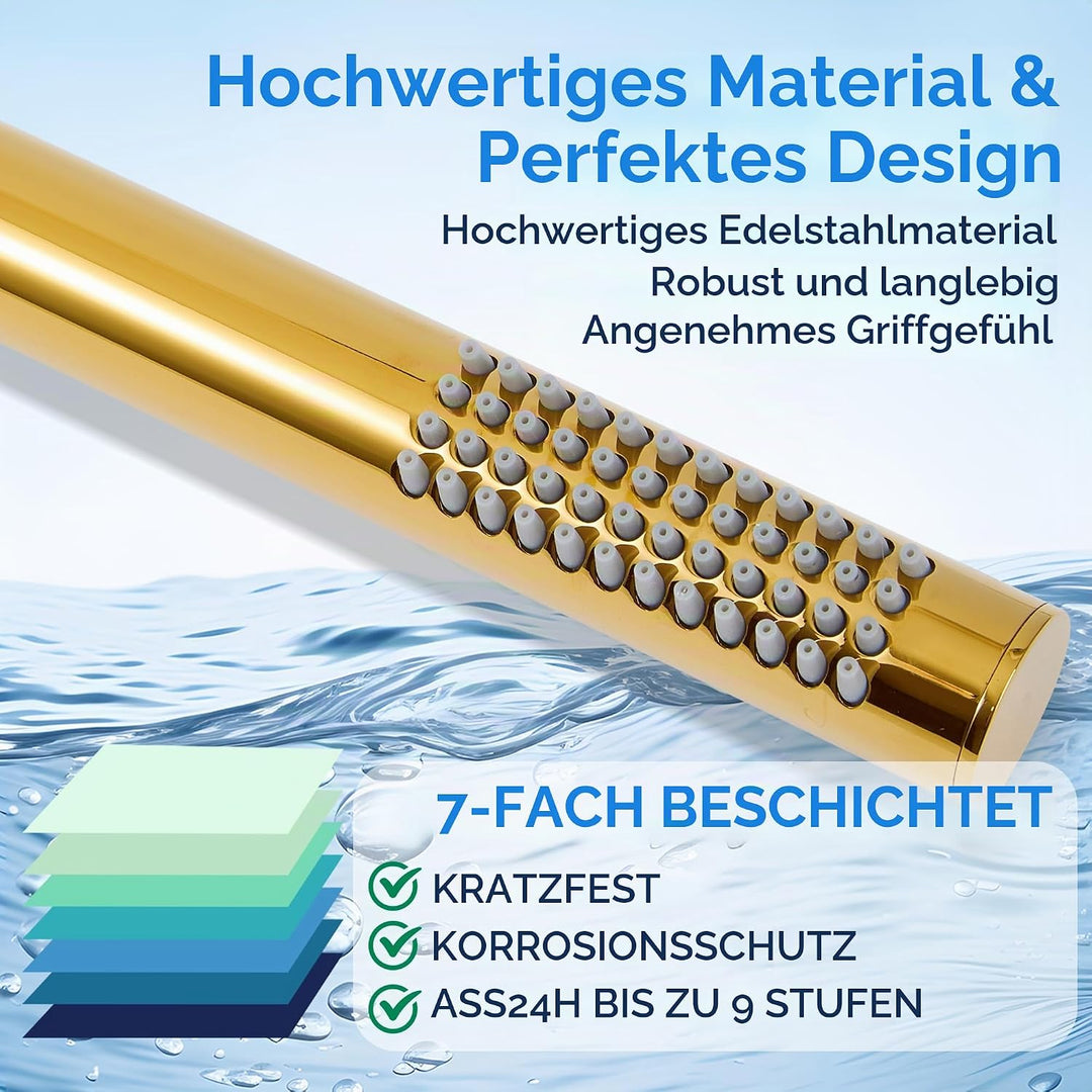 Ohotecy Handbrause Wassersparende Duschkopf aus Edelstahl 304 mit 48 Anti-Kalk Düsen Einfache Strahl