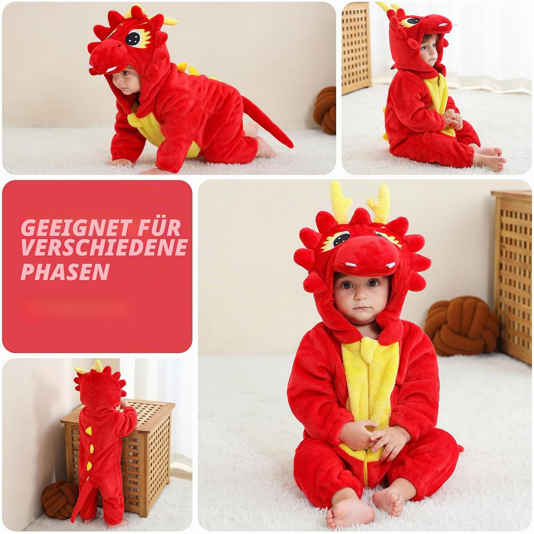 Unisex Winter-Overall mit Kapuze für Babys 2-36 Monate 2-5 Monate Drache, 2-5 Monate Drache