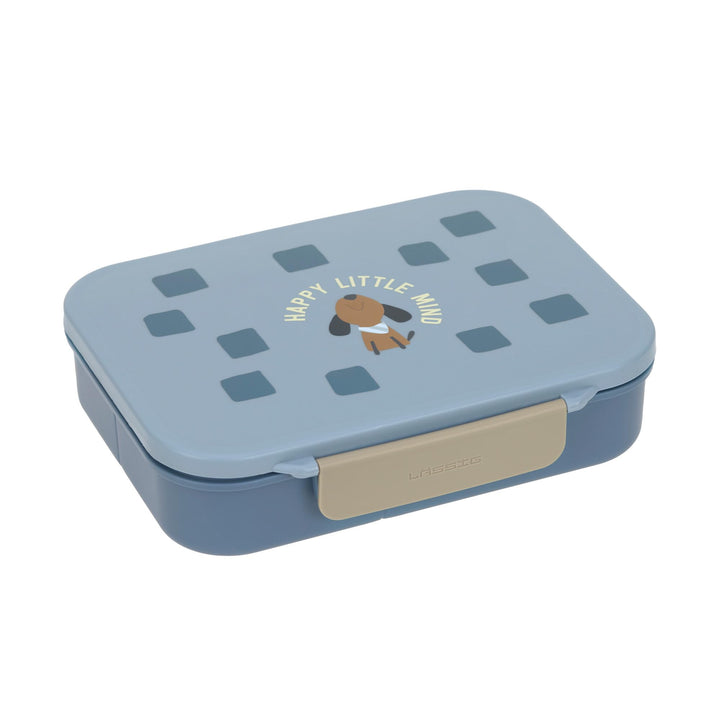 LÄSSIG Kinder Bento Lunchbox Brotdose mit Fächern Pattern Party Blue Blue/Green, Blue/Green