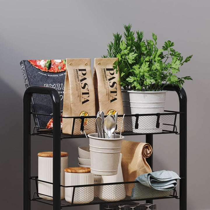 Vicco Rollcontainer Tarro, Schwarz, 45 x 64 cm mit 3 Ablagefächern, Schwarz