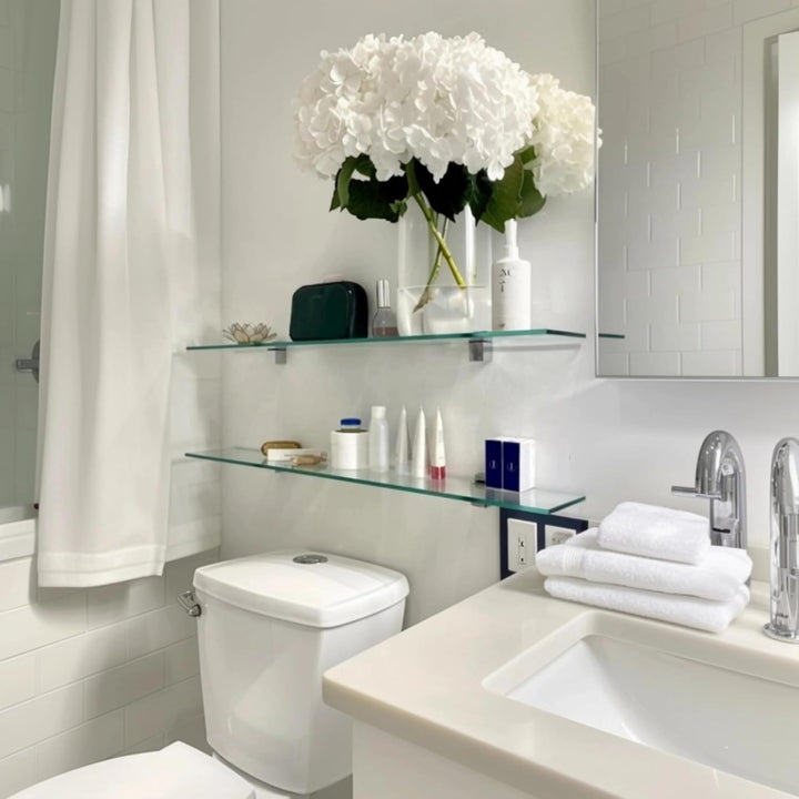 bijon Glasregal Glasablage Wandregal Glas Bad-Regal Glas Badezimmer Regal Badablage Ablageregal - 8m