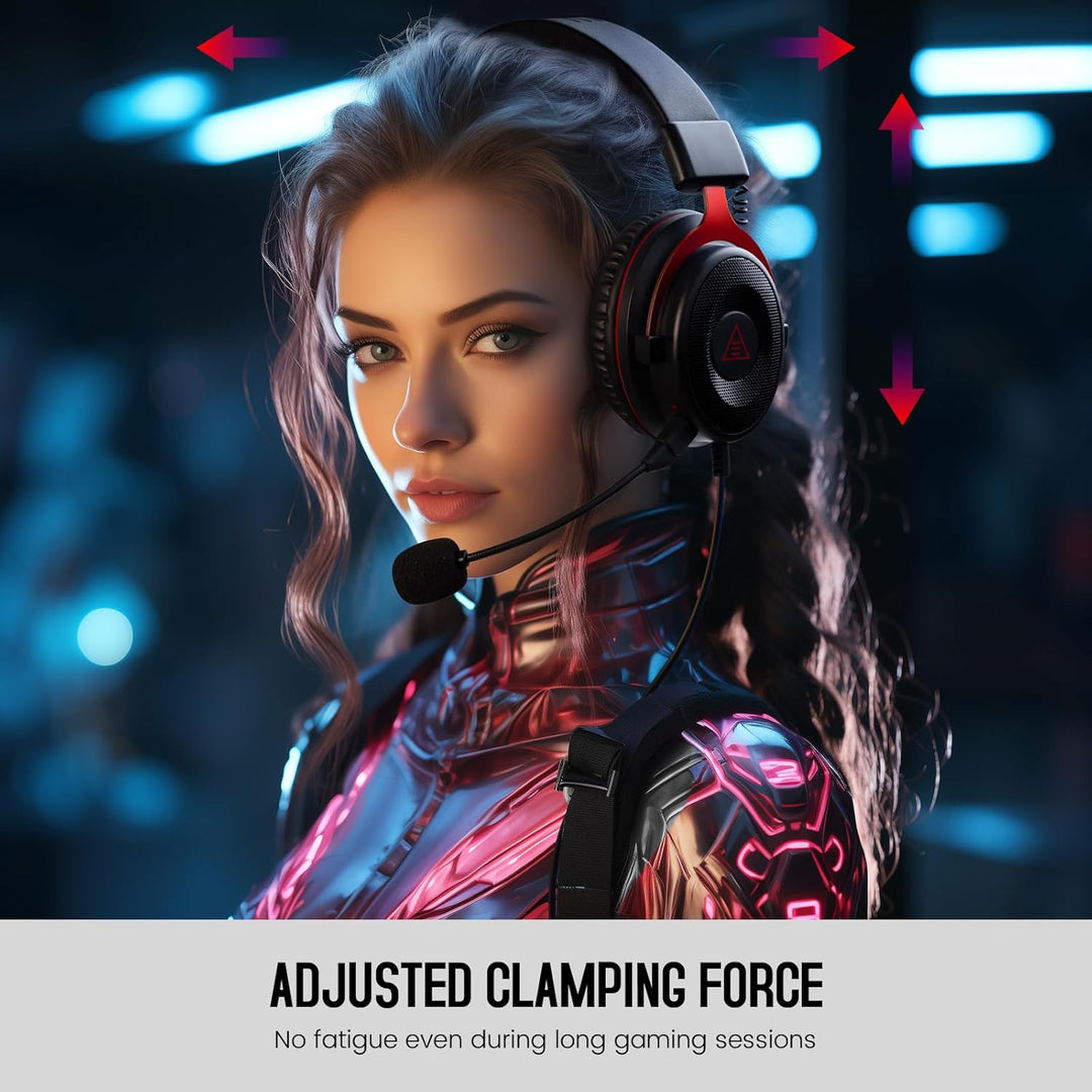 EKSA Gaming Headset, PC Headset mit Abnehmbar Mikrofon mit Geräuschunterdrückung, 3D Surround Sound