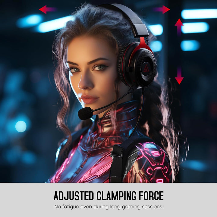 EKSA Gaming Headset, PC Headset mit Abnehmbar Mikrofon mit Geräuschunterdrückung, 3D Surround Sound