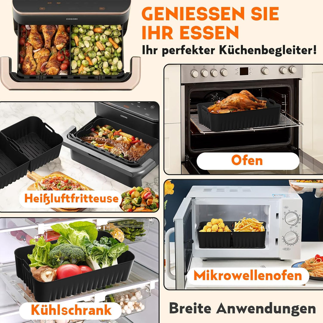 Heissluftfritteuse Zubehör für Cosori Dual Blaze Twinfry XXL 10L, Airfryer Zubehör 2×5L Silikonform