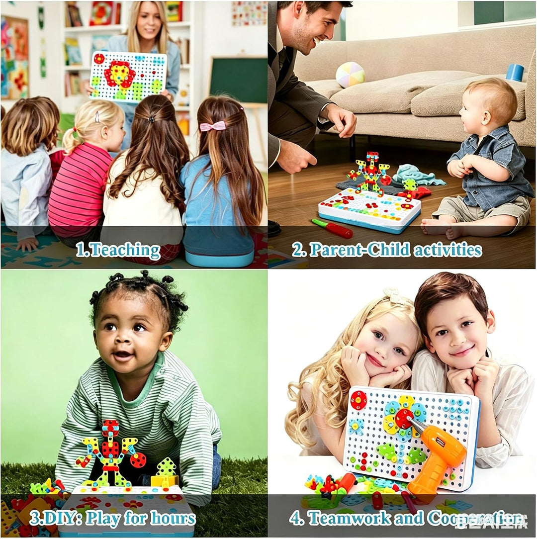 Werkzeugkoffer Schrauben Steckspiel Kinder Montessori Spielzeug mit Akkuschrauber Werkzeugkasten Boh