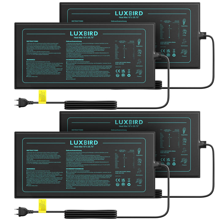 Luxbird Heizmatte Pflanzen, 4 Pack 20W Wasserdicht Wärmematte für Zimmergewächshaus, Indoor-Gärtnern