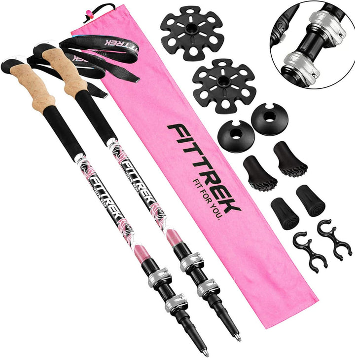 FitTrek Wanderstöcke - Trekkingstöcke - Walking Stöcke Teleskop - Nordic Walking Stock Verstellbar K