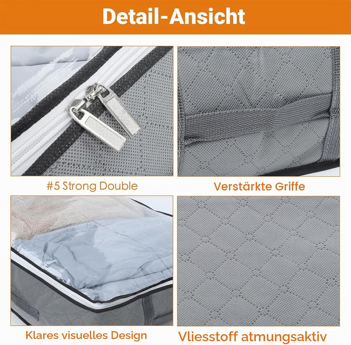 ZCHI 5 Stück Premium Unterbettkommode mit Sichtfenster, Unterbett-Aufbewahrungstasche Kleideraufbewa
