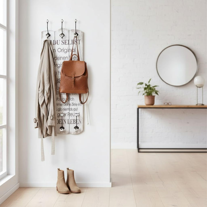 Melko Wandpaneel Garderobe Wand 100x40x3,5 cm mit 6 Jackenhaken Holz Garderobenpaneel Flurgarderobe