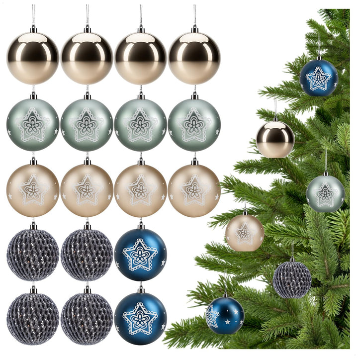 com-four® 18x Weihnachtskugeln, Christbaumkugeln bruchsicher aus Kunststoff für Weihnachten, Baumsch