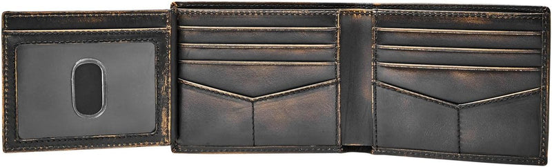 Fossil Herren Wade Leder Bifold Geldbörse 11,43 cm L x 1,905 cm B x 8,89 cm H Schwarz, Schwarz