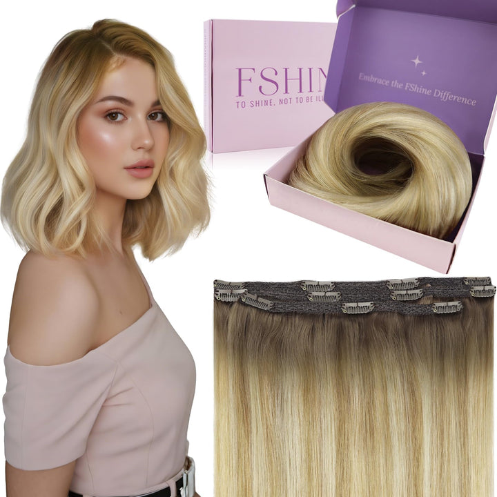 Fshine Echthaar Extensions Clip, 30cm 3 Stücke 50g Haarextension Echthaar Clip in Haarverlängerung M