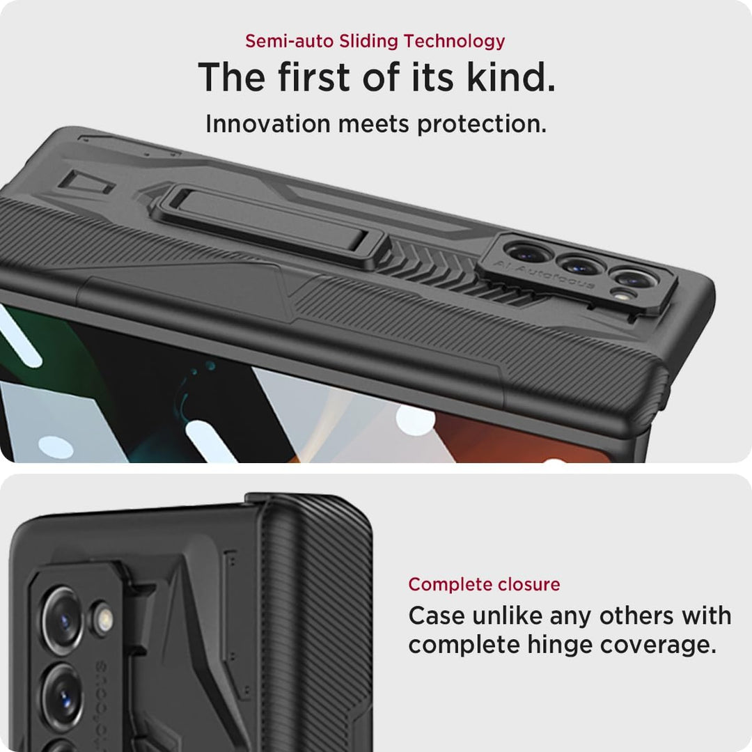 Miimall Schutzhülle Kompatibel mit Samsung Galaxy Z Fold 2 Hülle mit Ständer, Robust PC Handyhülle m