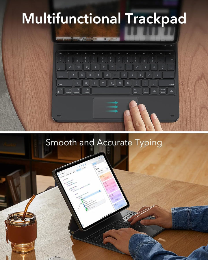 ESR iPad Pro 13 Zoll (M4, 2024) Hülle mit Tastatur, Tastaturhülle mit Einzustellendem Magnetständer,
