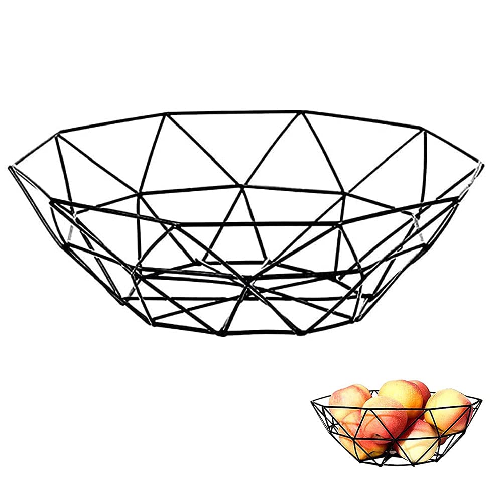 Obstschale Schwarz Rund Obstschalen, Moderne Obstschalen aus Metall, Modern Fruit Basket Bowl Obstau