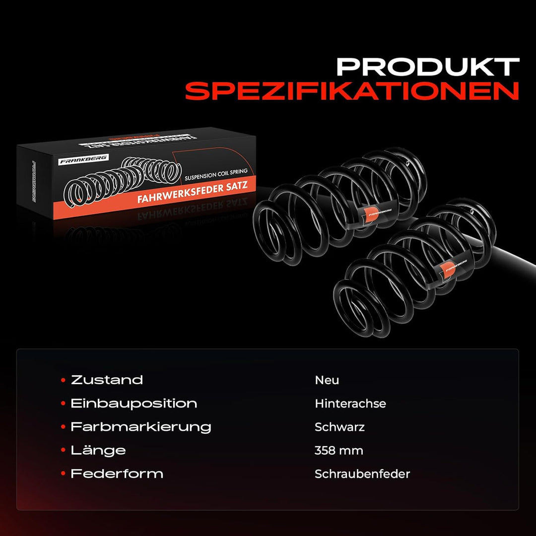 Frankberg 2x Federn Fahrwerksfeder Hinten Kompatibel mit T.o.u.r.a.n 1T1 1T2 2003-2010 T.o.u.r.a.n 1