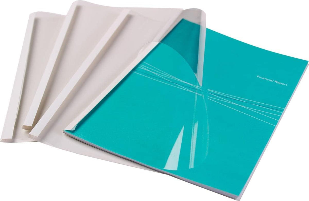 Fellowes Thermobindemappen Standard, 150 Mikron Vorderseite (PVC) / 200g/m² Rücken (glänzend), weiss