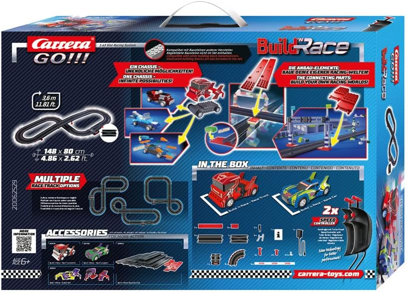 Carrera GO!!! Build 'n Race Rennstrecken-Set für Kinder ab 6 Jahren & Erwachsene I 3,6m elektrische