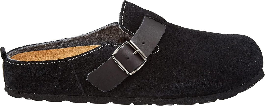 Rohde Herren Hausschuhe Pantoffeln Leder Napoli-H 6908 40 EU Weit Schwarz, 40 EU Weit Schwarz
