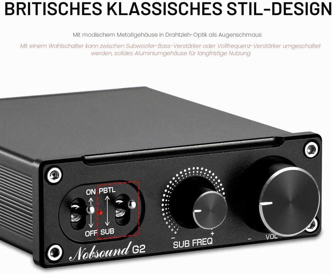 Nobsound G2 Subwoofer-Verstärker, 100 watt Home Sub Bass Power Amplifier, Full Frequency Mono Channe