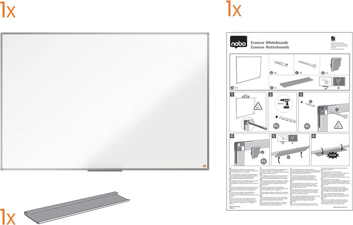 Nobo magnetisches Emaille Whiteboard, 45 x 60 cm, Aluminiumrahmen, Traditionelle Eckmontage, Inkl. S