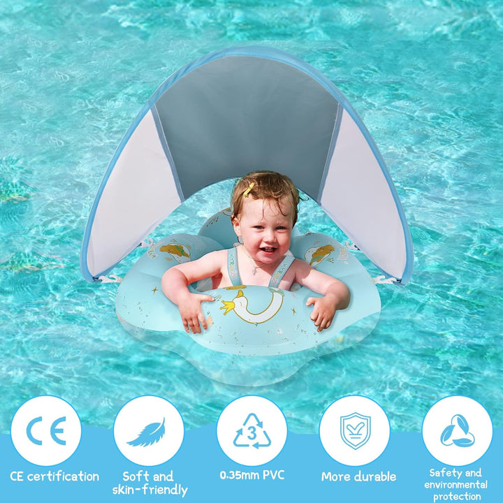 WYRIAZA Schwimmring Baby, Schwimmhilfe Baby | Baby Schwimmring mit Sonnendach SPF 50+ | Rüsten sie B