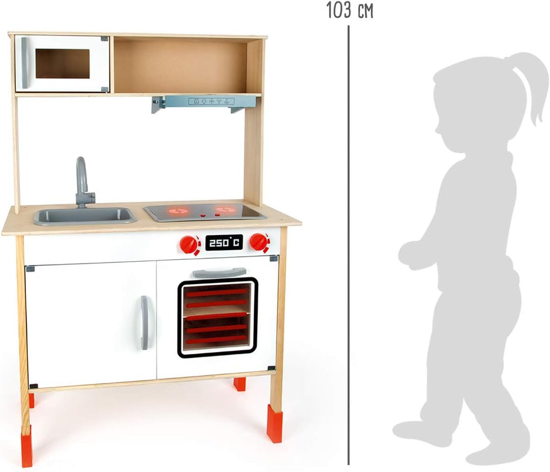 small foot 10749 Kinderküche modern aus Holz mit umfassender Ausstattung, Rollenspielzeug für Kinder