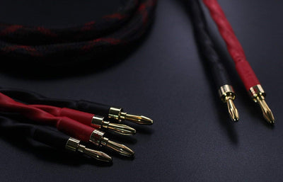 KK CABLE k4B-2B Bi-Wire Lautsprecherkabel (2 Bananenstecker - 4 Bananenstecker), 1 Paar Set (insgesa
