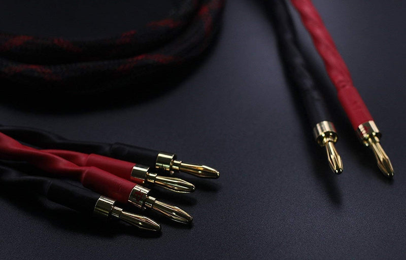 KK CABLE k4B-2B Bi-Wire Lautsprecherkabel (2 Bananenstecker - 4 Bananenstecker), 1 Paar Set (insgesa