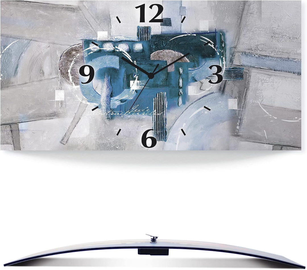 ARTLAND Wanduhr ohne Tickgeräusche Alu Quarzuhr lautlos 60x30 cm Rechteckig Abstrakte Bilder Modern