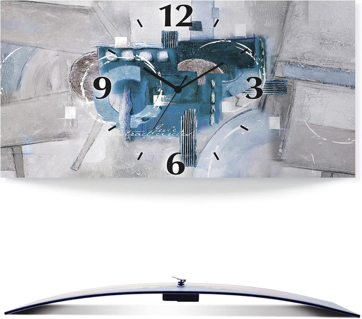 ARTLAND Wanduhr ohne Tickgeräusche Alu Quarzuhr lautlos 60x30 cm Rechteckig Abstrakte Bilder Modern