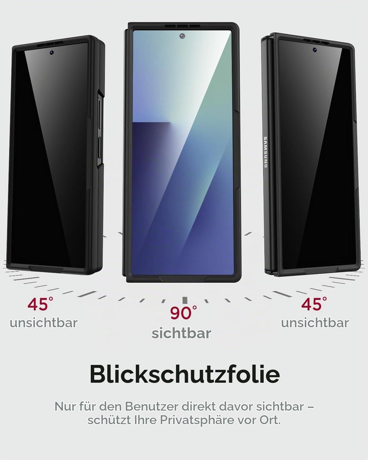 Miimall Kompatibel mit Samsung Galaxy Z Fold 7 Hülle mit S-Pen &amp; Stifthalter, [Anti-SPY Displayschut
