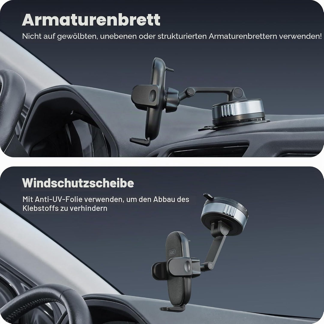 APPS2Car Handyhalterung Auto Saugnapf Dashboard, Gel-Lock Starke Saugkraft, Dual-Axis Dämpfungsarm V