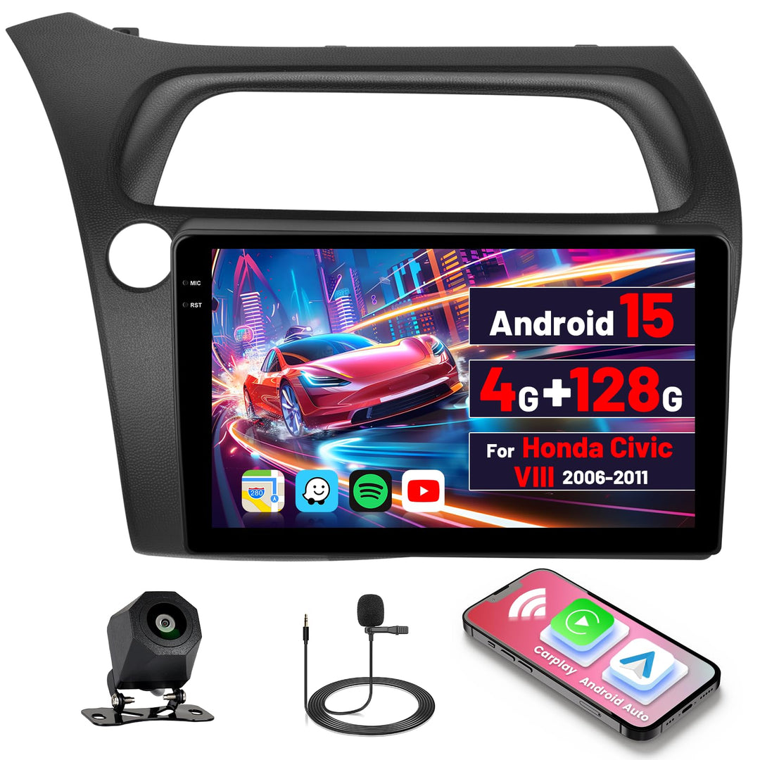 Inefala 4G+128G Android 15 Autoradio für Honda Civic VIII 2006-2011, Wireless Carplay & Android Auto