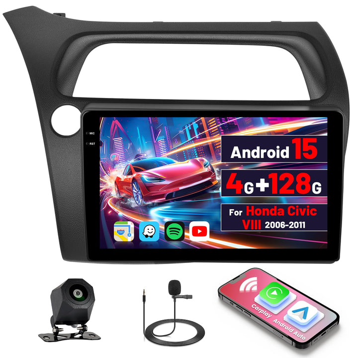 Inefala 4G+128G Android 15 Autoradio für Honda Civic VIII 2006-2011, Wireless Carplay & Android Auto