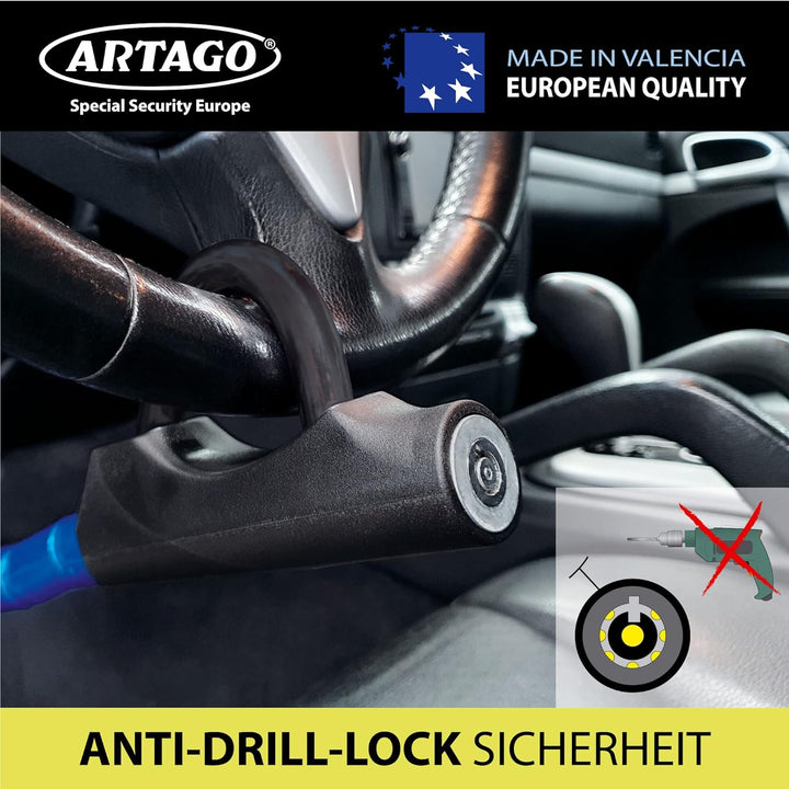 Artago 880/B Lenkradschloss Pedal EASY HOOK, Lenkradkralle, Diebstahlsicherung Lenkrad Pedal Auto, G