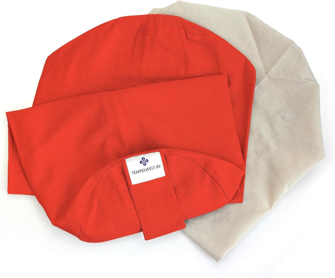 Bezug 2-teilig für Yogakissen Yogarolle 63 x 20 cm, Kissenhülle aus Baumwolle Leinen kräftiges orang