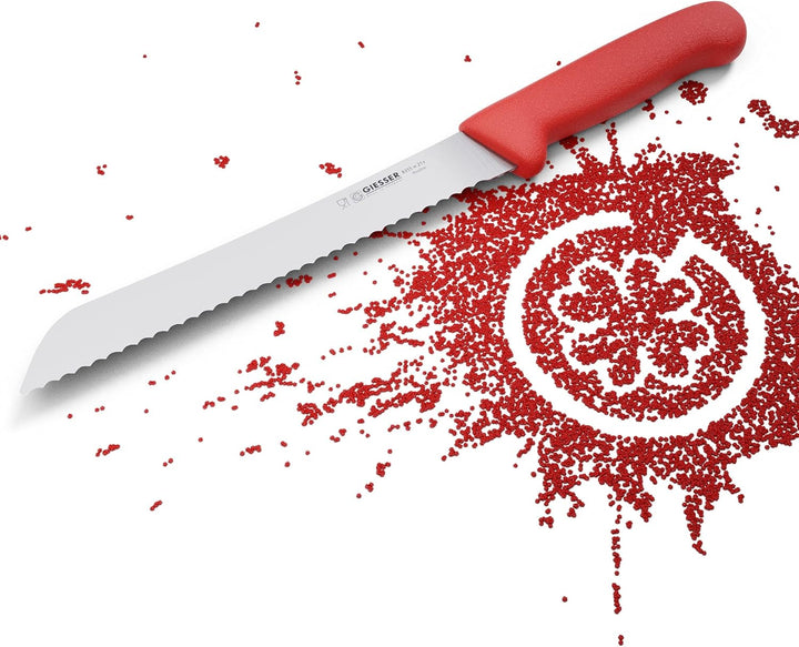 Giesser seit 1776 - Made in Germany - Brotmesser rot, Basic Red, Klinge 21 cm, Wellenschliff, rutsch