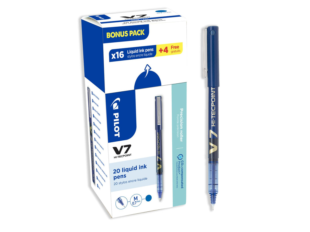 Pilot V7 0,7 mm Tinte Tintenroller, Blau (20 Stück), blau