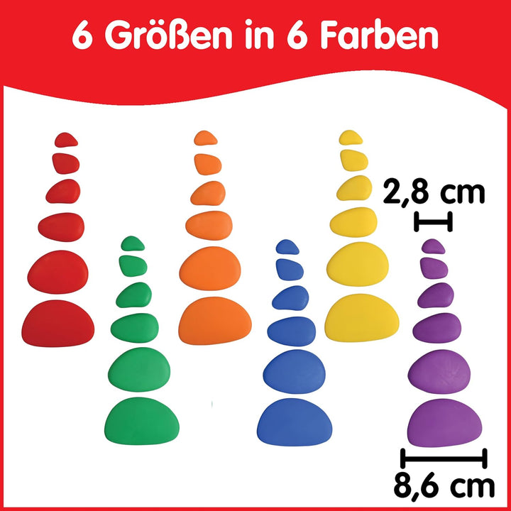 Rainbow Pebbles - Set mit 36 + 40 Aktivitäten - Die originalen Farbsortier- und Stapelsteine - Frühe