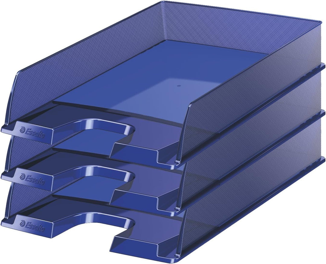 Esselte Briefkorb, A4, 10er Pack, Dunkelblau Transparent, Europost, 623600, Dunkelblau Transparent